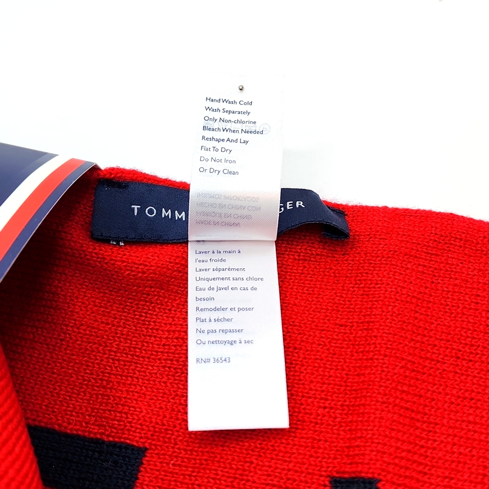 TOMMY HILFIGER HAT & SCARF, NAVY BLUE & RED - Picture 8 of 8